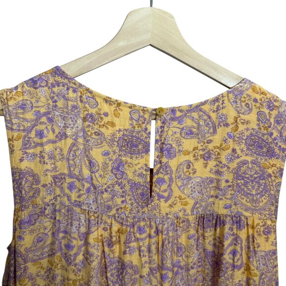 J Jill Paisley Floral Tiered Sleeveless Maxi Dress Yellow XL Cottagecore Peasant - Picture 3 of 8